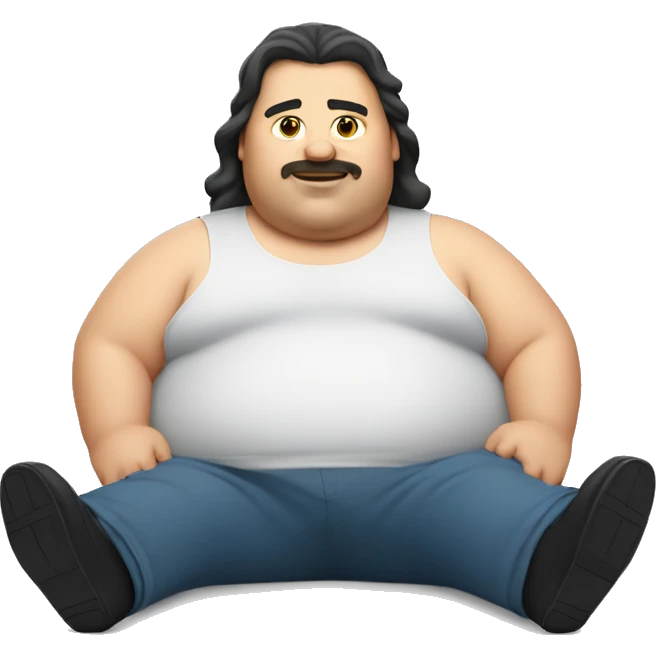 Fat guy with a mullet laying down emoji