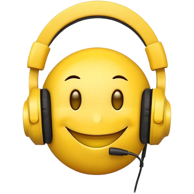 Happy pixel yellow smiley face in headphones emoji