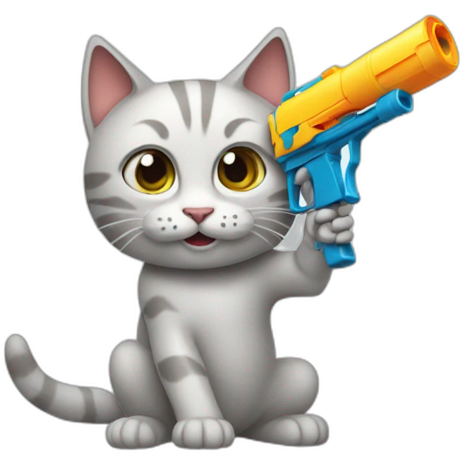 cat with watergun emoji