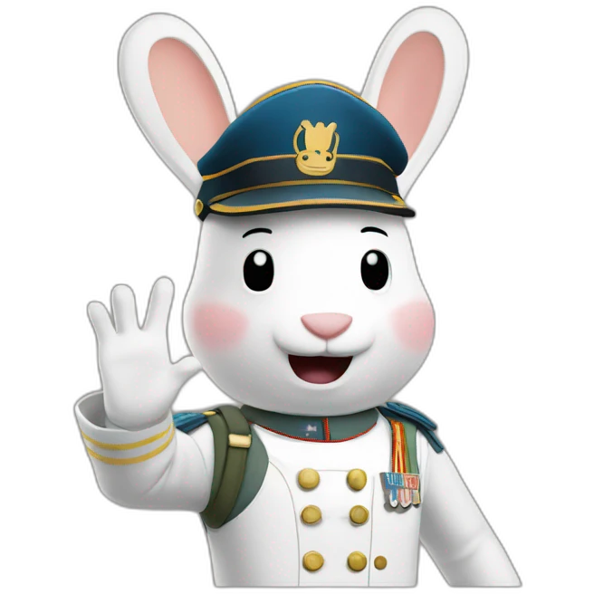 Ubisoft rabbids doing military Salute emoji | AI Emoji Generator