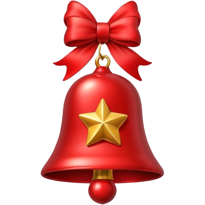A kiss mark on a Christmas bell emoji