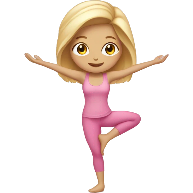 blonde yoga girl light pink clothes n emoji