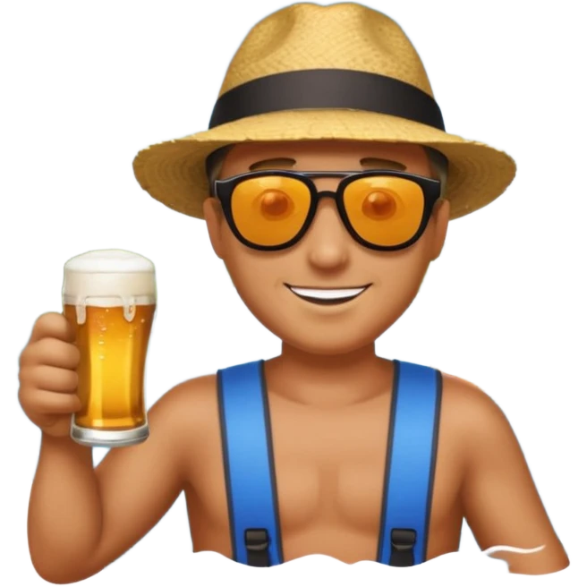 a guy river tubing with a beer  emoji