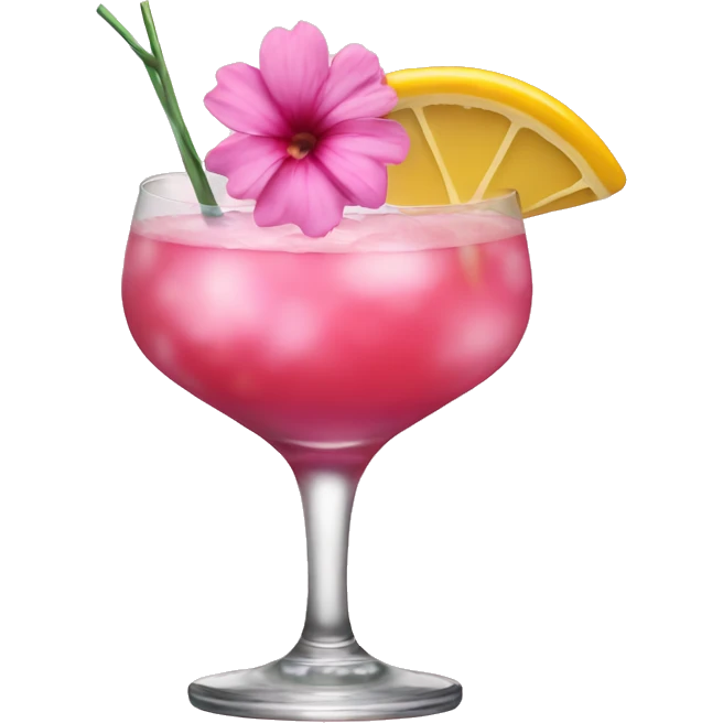 Cocktail with pink flowers emoji