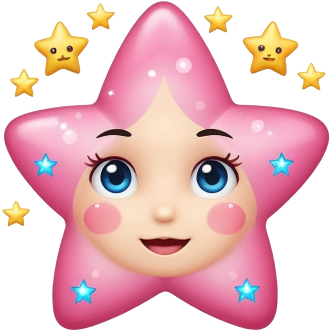 cute star with blushing cheeks and sparkles, girly and motivating emoji emoji