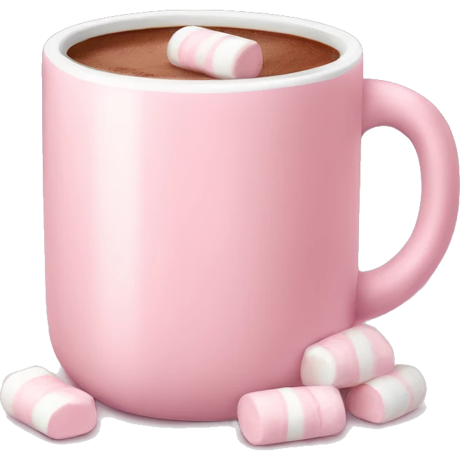 Light Pink mug of hot chocolate with marshmallows  emoji