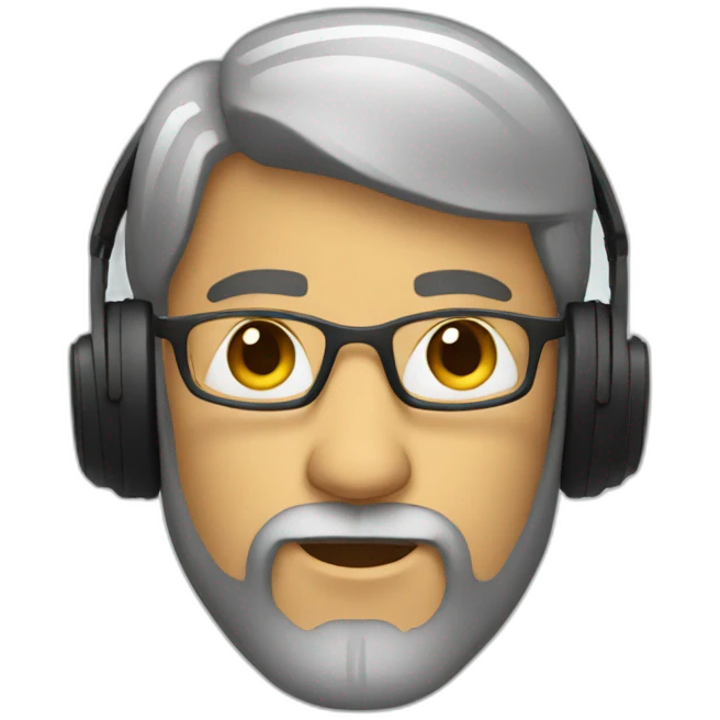 bold CTO with beard with headphones emoji