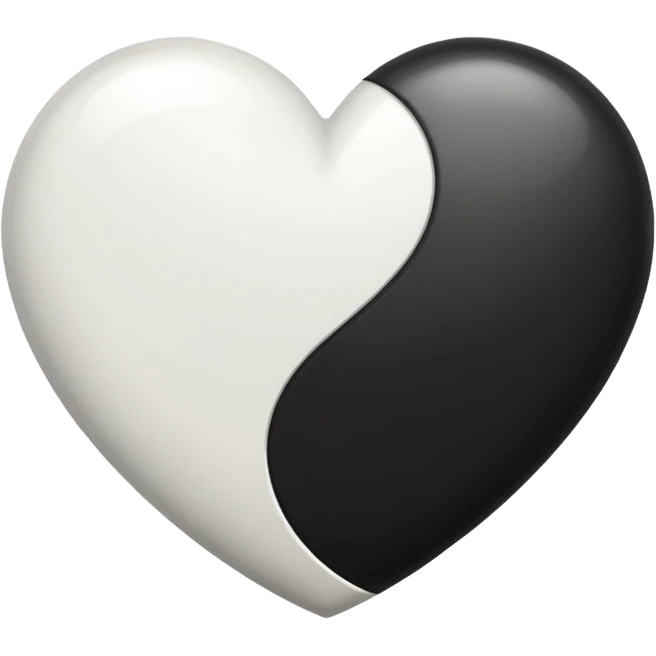half black half white heart emoji emoji
