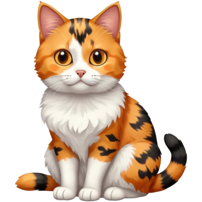 full body calico tabby cat with tiny head and fat body emoji
