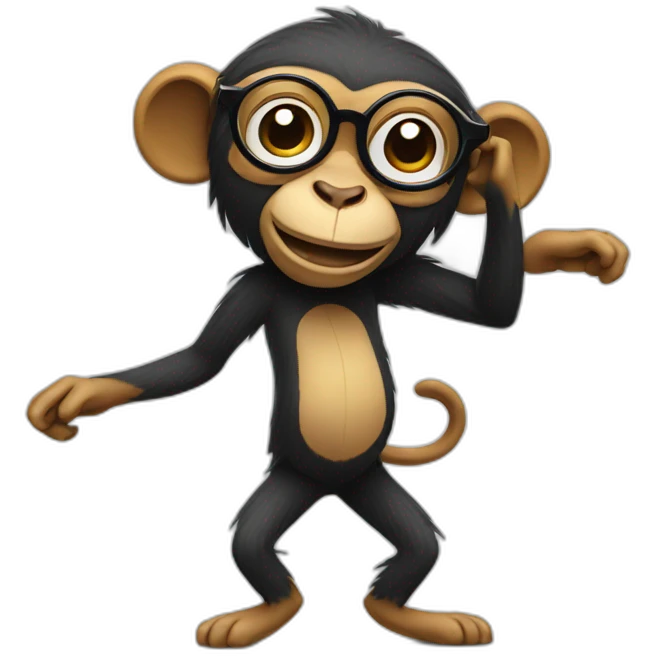 Dancing Monkey with spectacles emoji