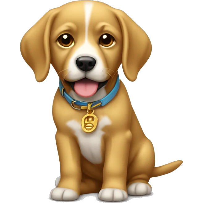 Un cachorro de golden con un lazo  emoji