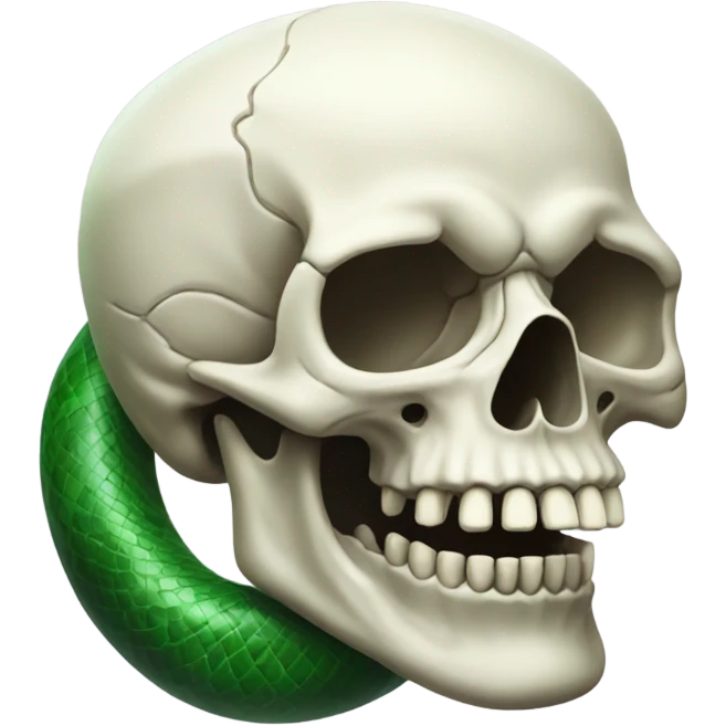 realistic skull with open mouth green snake emoji