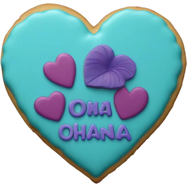 Teal purple Cookie heart with ohana emoji