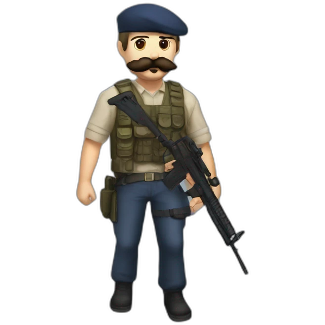French Counter-Strike character with beret, beard, and baguette in hand, featuring a French mustache style emoji