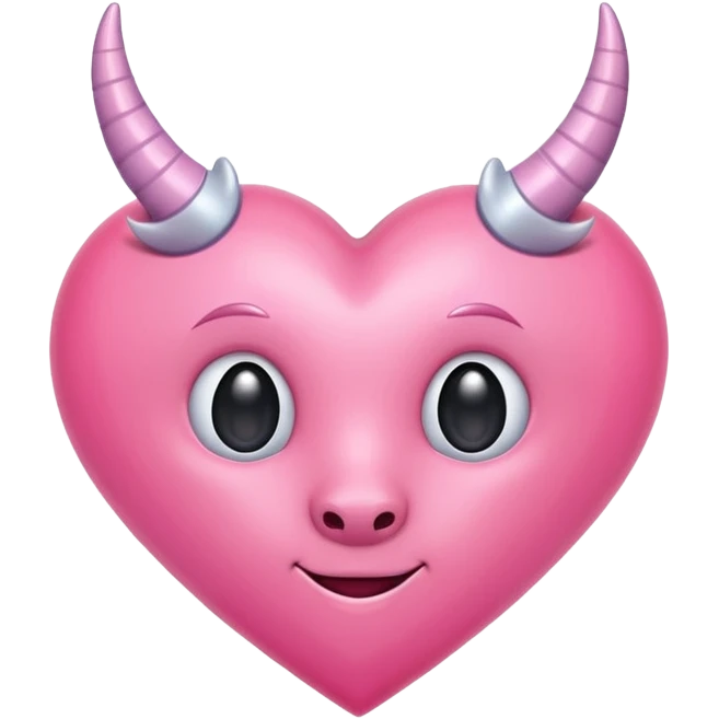 a plain pink heart with horns on it emoji