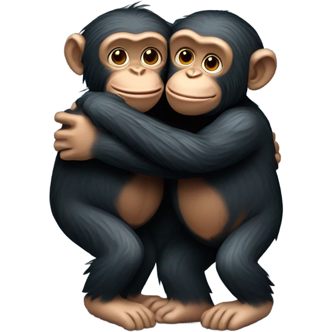 two chimps hug emoji