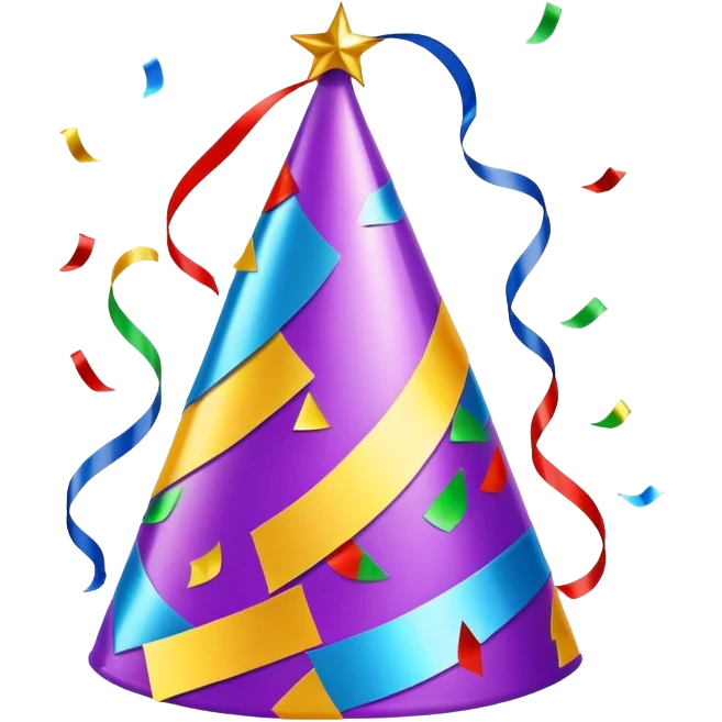colorful party hat with confetti and streamers emoji