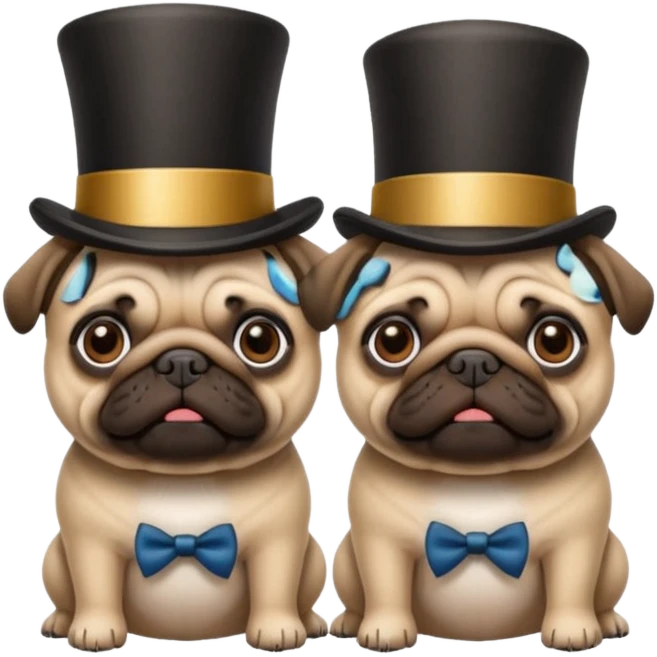 2 pugs with top hats emoji