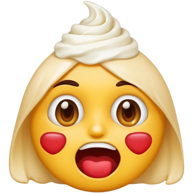 perverted emoji with cream on her face emoji