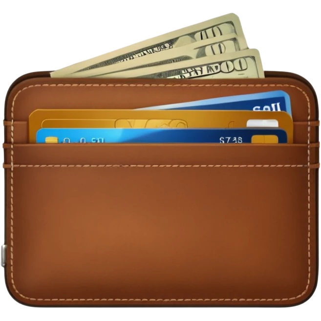 portefeuille marron avec pleins de billet et carte bancaire emoji