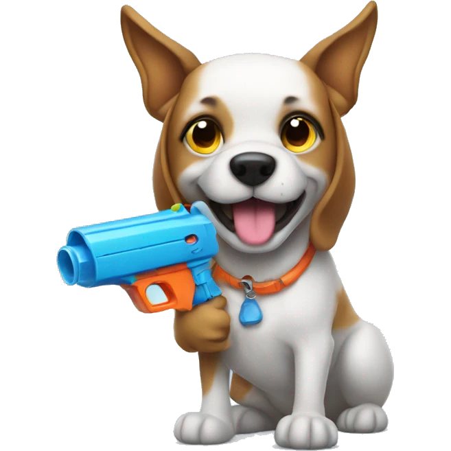 Dog holding watergun  emoji
