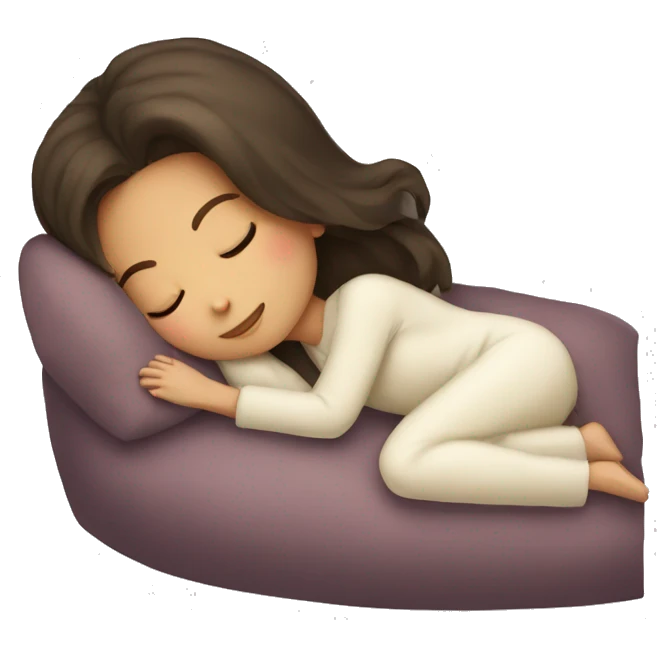 brunette girl sleeping cozy emoji