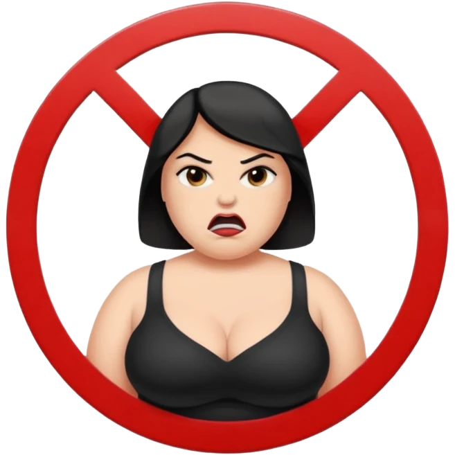Signo de prohibido con una gorda en el medio emoji