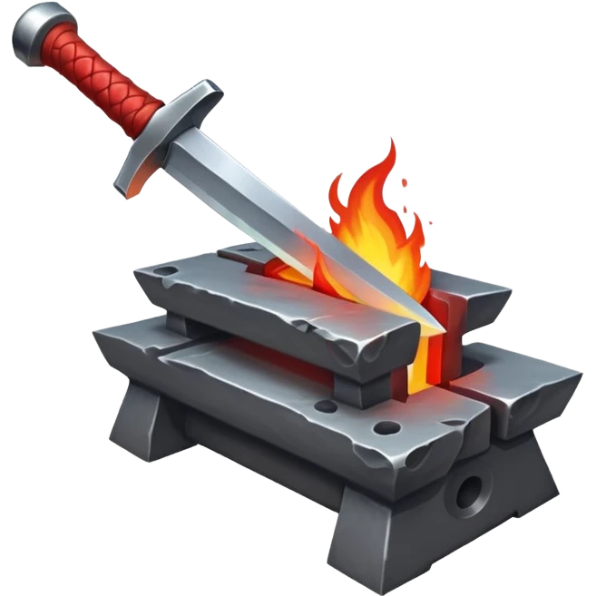 red-hot sword being forged on anvil with hammer emoji