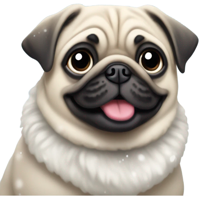Pug in snow emoji
