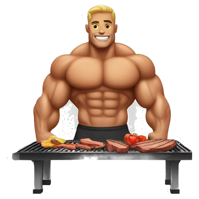 Bodybuilder Barbecue emoji