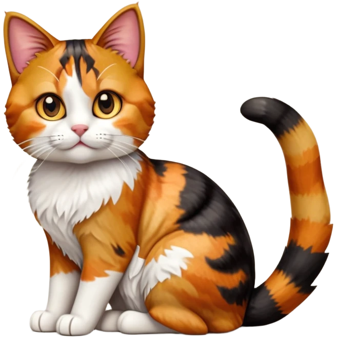 cinematic-[calico tabby cat]-realistic-full-body-sitting-emoji,-tail-curled-playfully-around-its-paws, cinematic-cute-calico-cat-portrait-emoji,-head-tilted-playfully-with-sparkling,-inquisitive-eyes-and-a-charming-patchwork-fur-of-orange,-black,-and-white,-simplified-yet-irresistibly-adorable,-highly-detailed,-glowing-with-a-warm,-invit (3) emoji