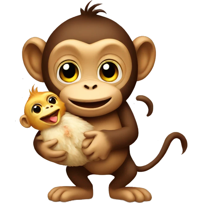 Monkey holding chicken  emoji