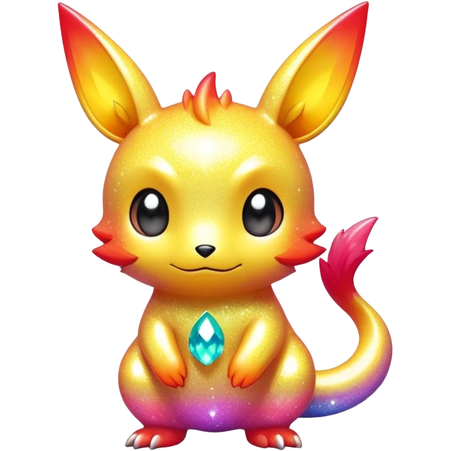 Randomly-colored sparkly chibi Fakémon-creature emoji