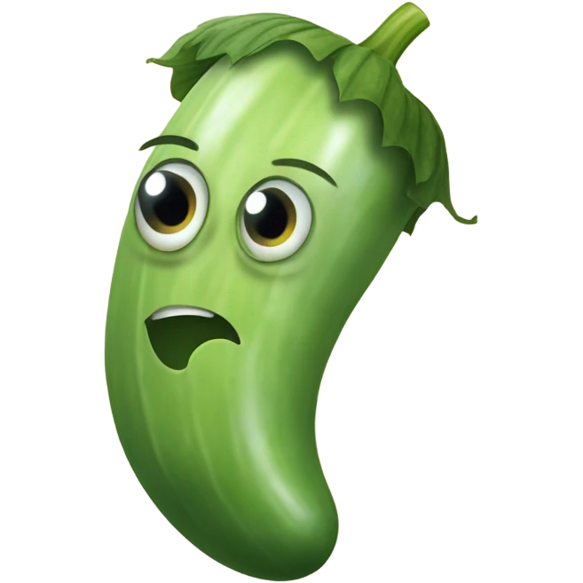 cucumber with a silly facial expression emoji