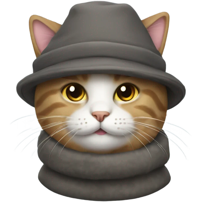 Cat with winter coat and hat emoji
