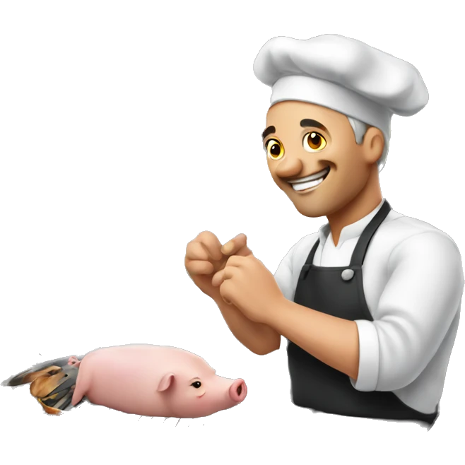 Man cooks pig emoji
