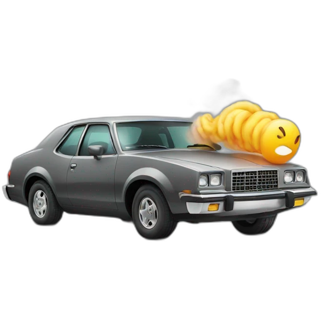 car with smoke smiley in it emoji