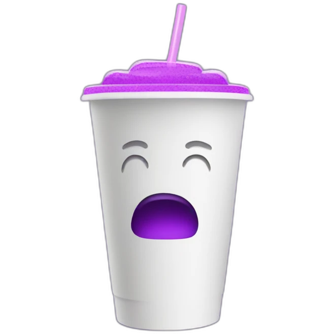 Styrofoam cup with purple drink emoji