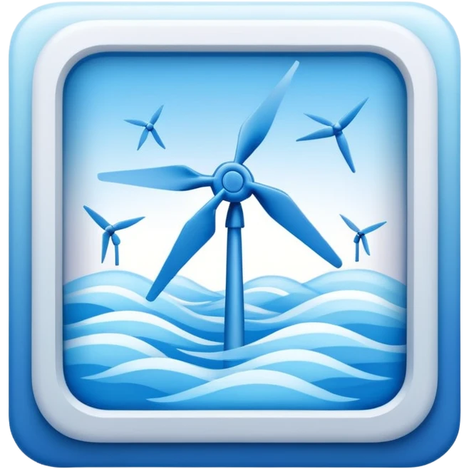 a Tiny compressed Stylized blue wind symbol inside a pastel gradient white square icon emoji