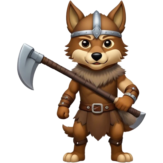 Viking wolf with axe emoji