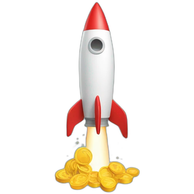 a rocket with money exploding emoji