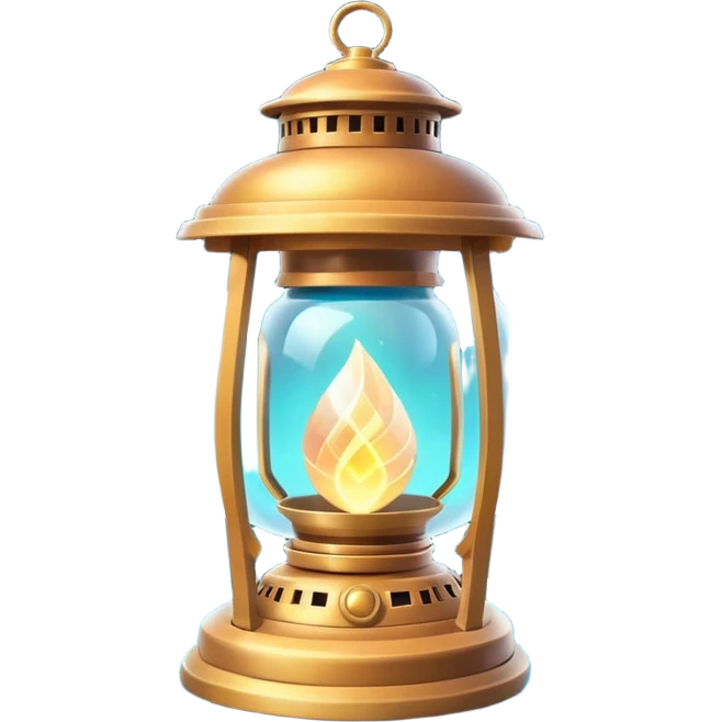enchanted lantern object icon, strong magical glow, floating runes and sparkles, mystical light swirling inside the lantern, fantasy magic aura, 3D cartoon, mobile game icon style, centered, clean background, no text, no watermark emoji