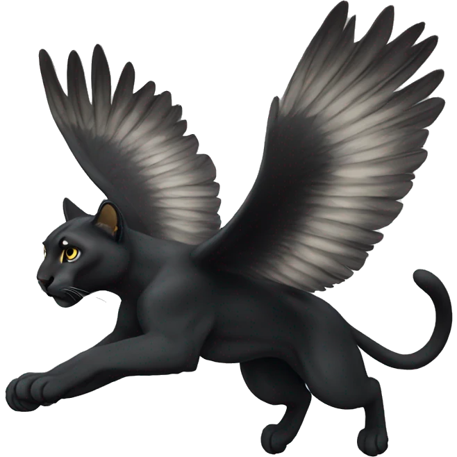 winged black puma flying emoji