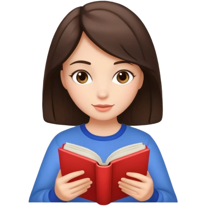 A brunette hair girl reading romance books emoji