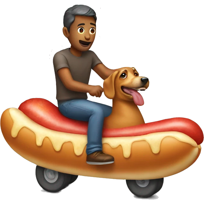 Man riding a hotdog emoji