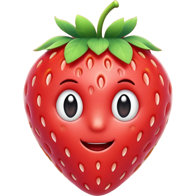 3d Full hd Pixar Style cute strawberry emoji