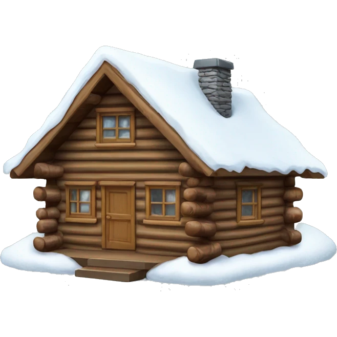 log cabin with snow on the roof emoji