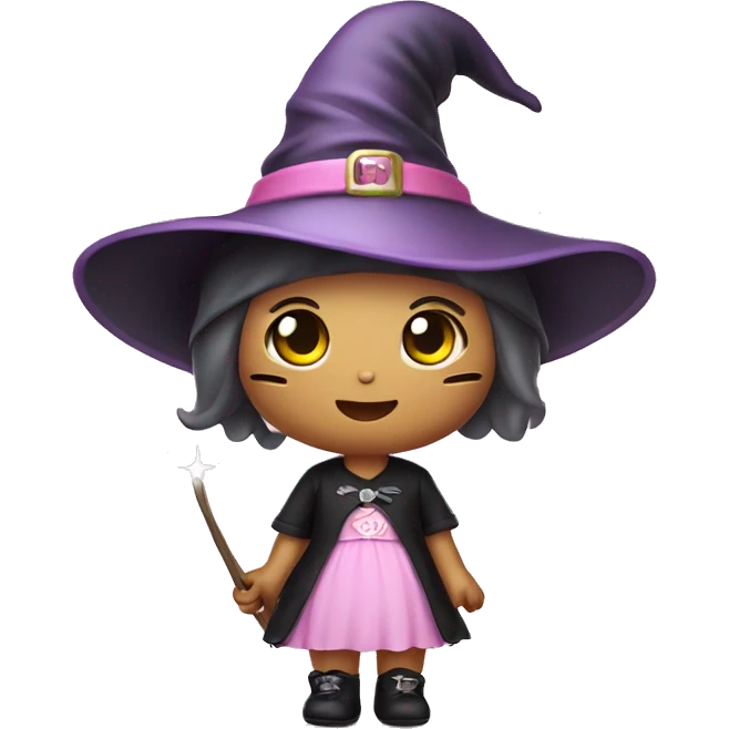 Hello kitty with witch light pink hat emoji