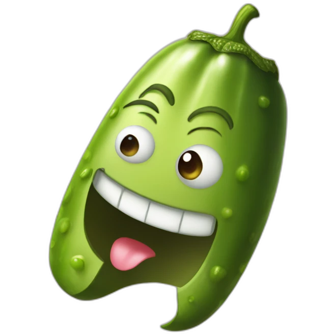 a pickle with a face  who is blushing like crazy  emoji