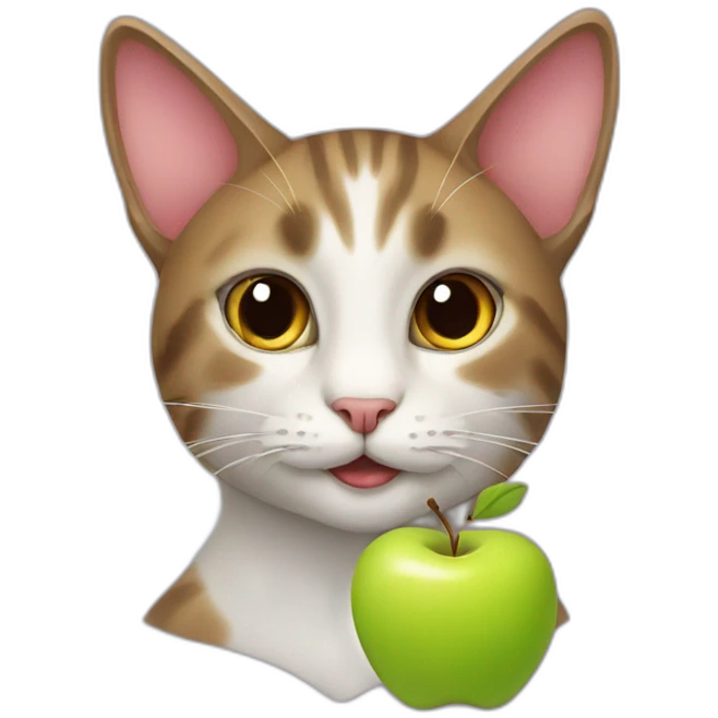 Cat with apple emoji